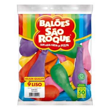 3277 - BALÃO LISO 9 SORTIDO SÃO ROQUE COM 50