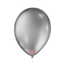 BALÃO METALLIC BALLOONS 9 PRATEADO SÃO ROQUE COM 25 -7701 
