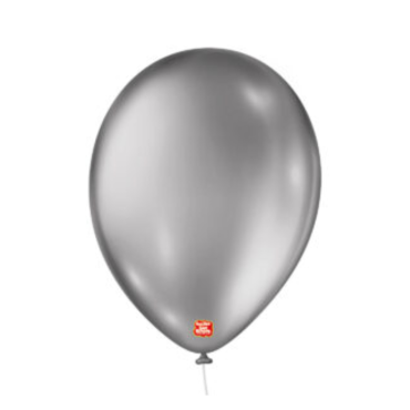 BALÃO METALLIC BALLOONS 9 PRATEADO SÃO ROQUE COM 25 -7701 