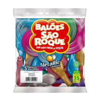 10187 - BALÃO METALLIC BALLOONS 5 SORTIDO SÃO ROQUE COM 25