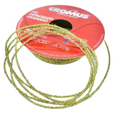 9012 - FIO METALIZADO ARAMADO DOURADO 2x10CM CROMUS