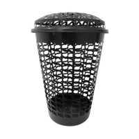 11667 - CESTO TELADO COM TAMPA PRETO 56L